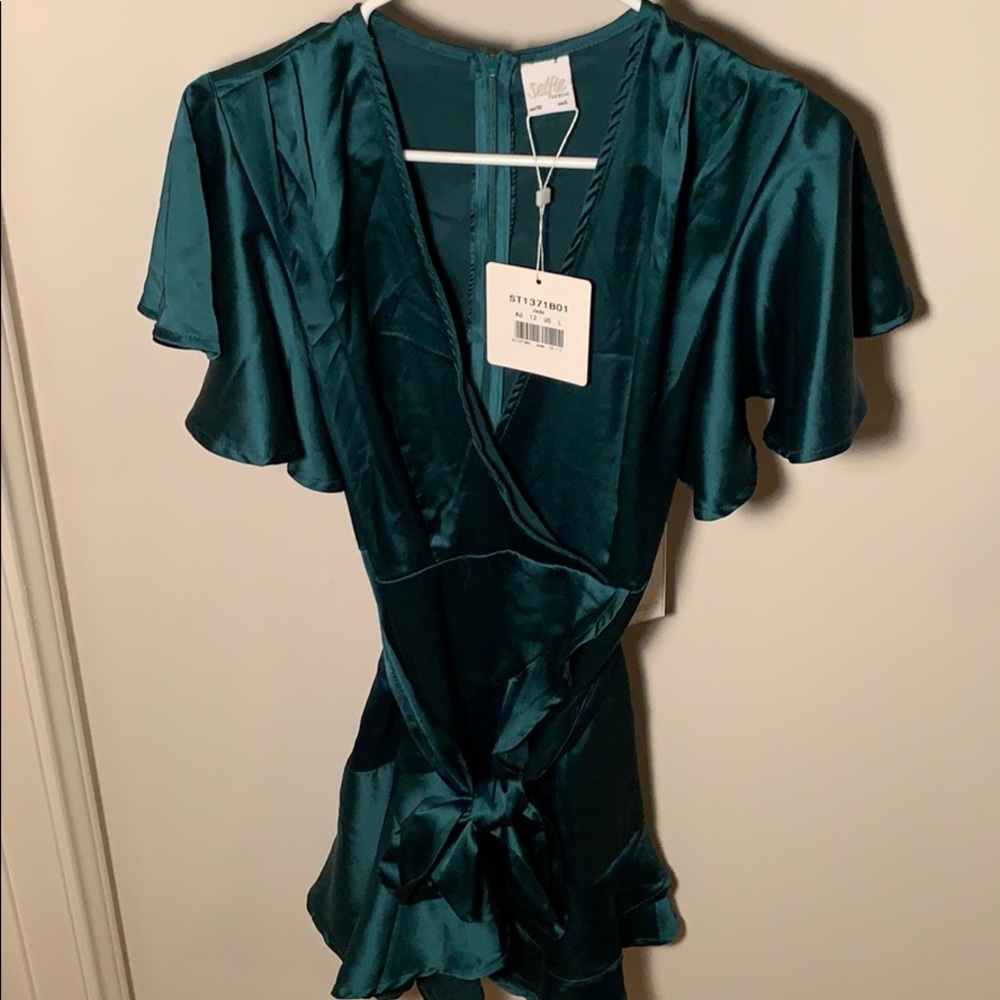 Green Satin Cocktail Dress
